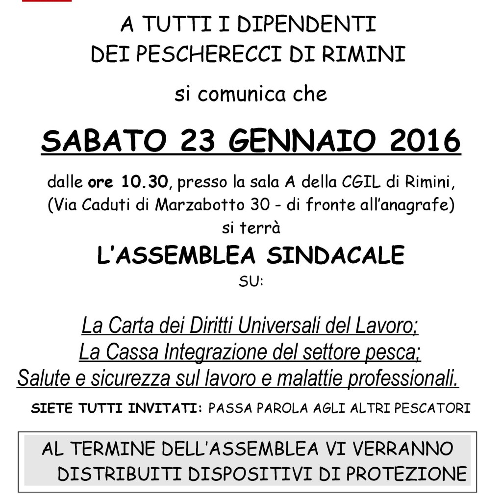 PESCA 2016, 23 01 ASSEMBLEA Rimini
